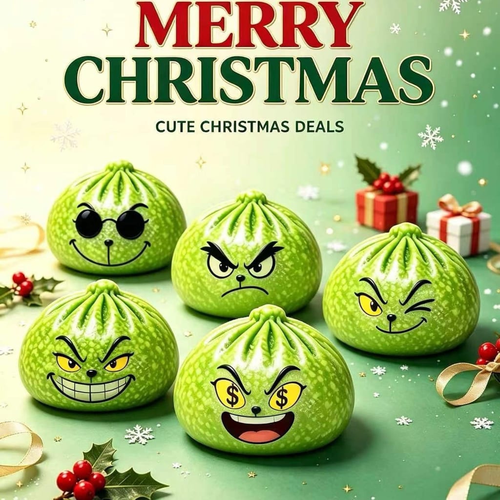 Christmas Grinch Dumpling Squishy, Mystery Box