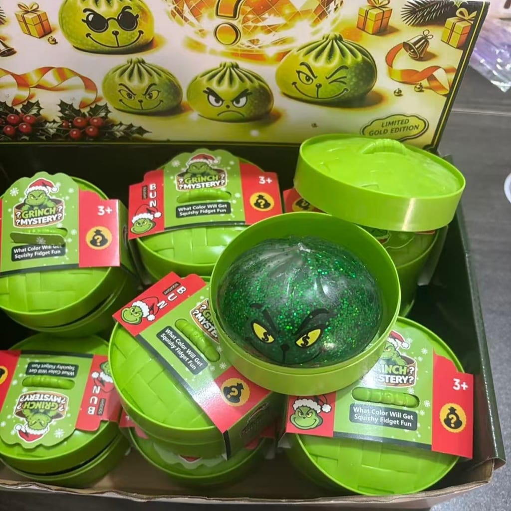 Christmas Grinch Dumpling Squishy, Mystery Box
